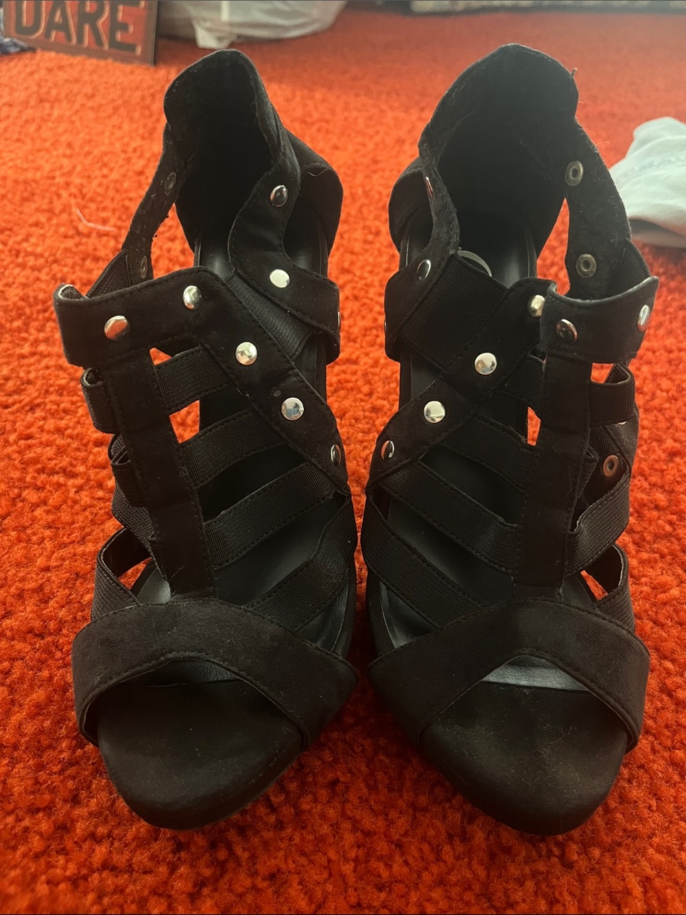 Candie’s Black Studded Strappy Heeled Sandals